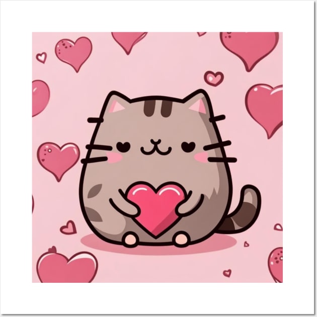 Pu-sheen Valentine cat Wall Art by Love of animals